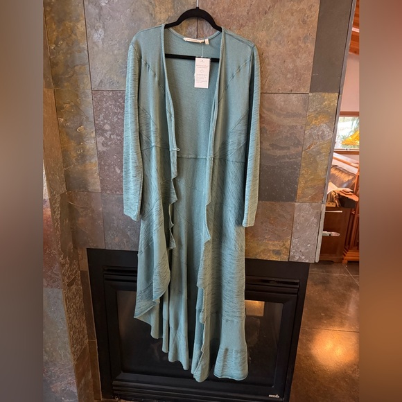 NWOT Soft Surroundings teal topper, M, unique boho, arty piece. Asymmetrical - Picture 11 of 15